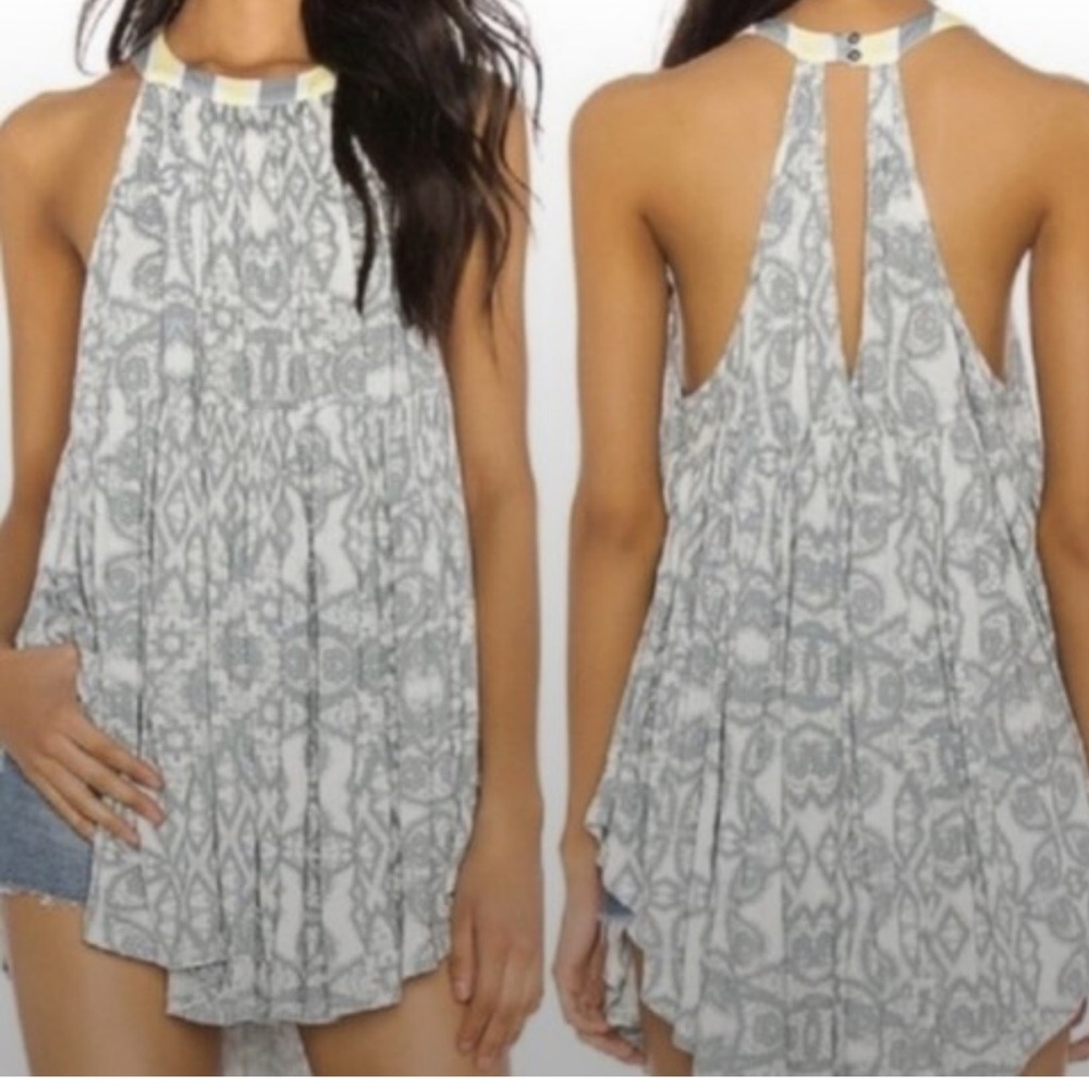 Grey and white small free people tunic
